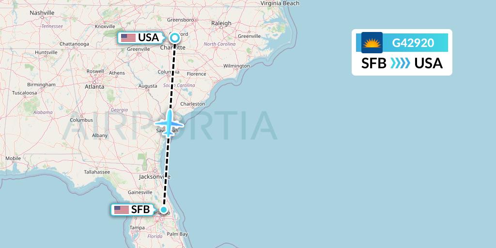 G42920 Allegiant Air Flight Map: Orlando to Concord