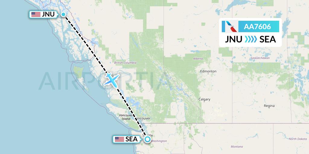 AA7606 American Airlines Flight Map: Juneau to Seattle
