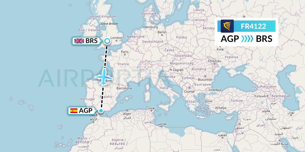 FR4122 Ryanair Flight Map: Malaga to Bristol