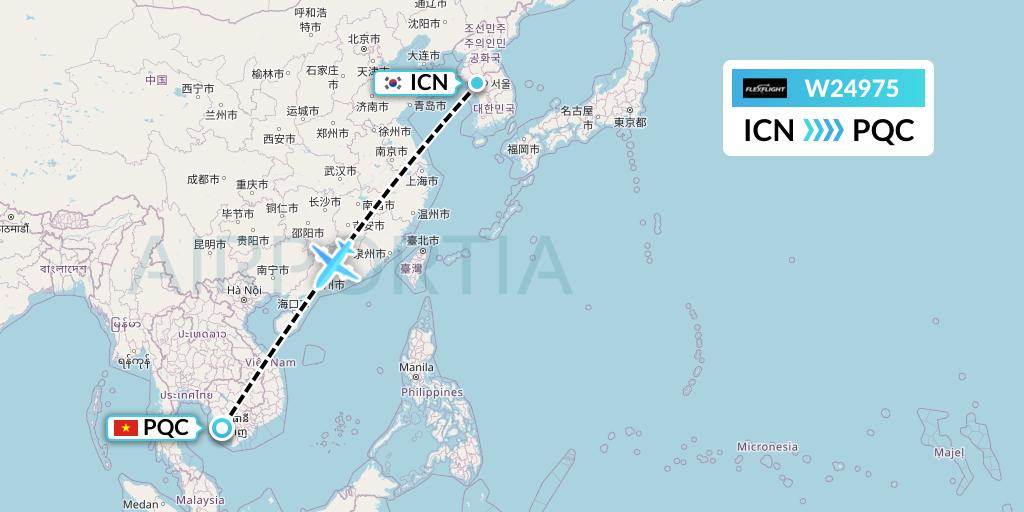 W24975 Flex Flight Flight Map: Seoul to Phu Quoc