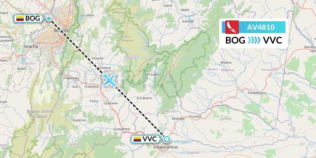 AV4810 Avianca Flight Map: Bogota to Villavicencio