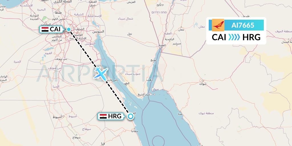 AI7665 Air India Flight Map: Cairo to Hurghada