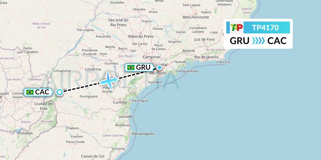 TP4170 TAP Portugal Flight Map: Sao Paulo to Cascavel