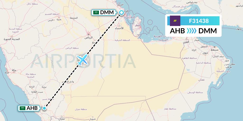 F31438 flydeal Flight Map: Abha to Dammam
