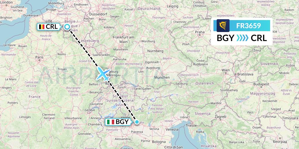 FR3659 Ryanair Flight Map: Milan to Brussels