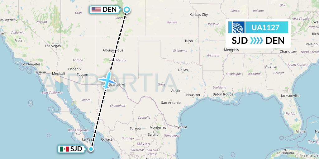 UA1127 United Airlines Flight Map: San Jose del Cabo to Denver