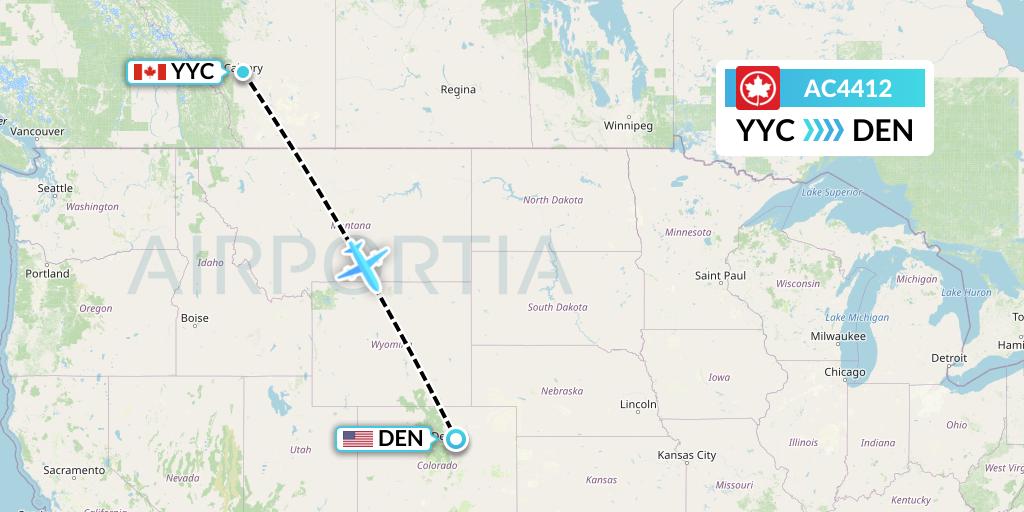 AC4412 Air Canada Flight Map: Calgary to Denver