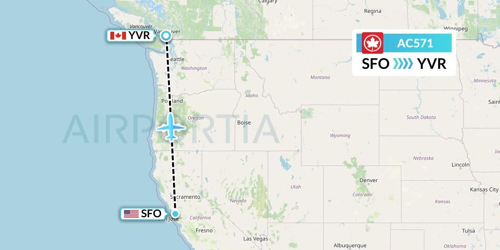 AC571 Air Canada Flight Map: San Francisco to Vancouver