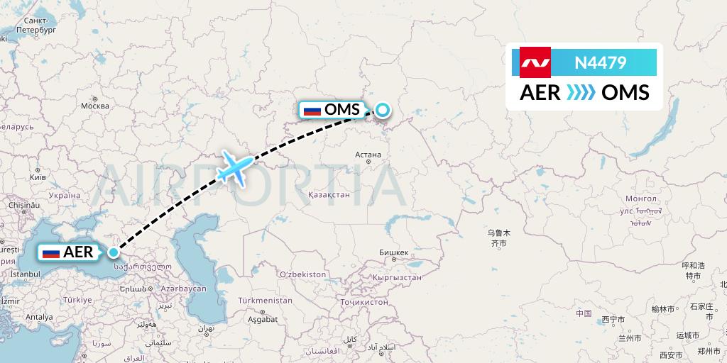 N4479 Nordwind Airlines Flight Map: Sochi to Omsk