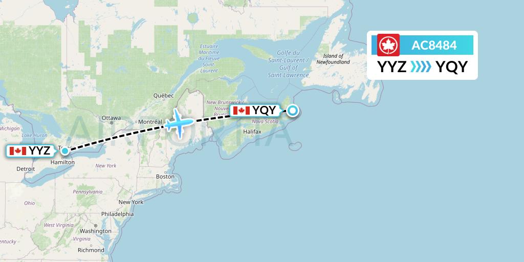 AC8484 Air Canada Flight Map: Toronto to Sydney