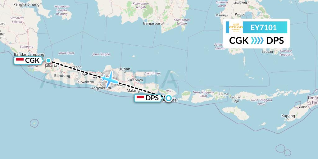 EY7101 Etihad Airways Flight Map: Jakarta to Denpasar