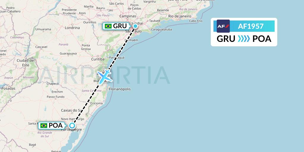 AF1957 Air France Flight Map: Sao Paulo to Porto Alegre