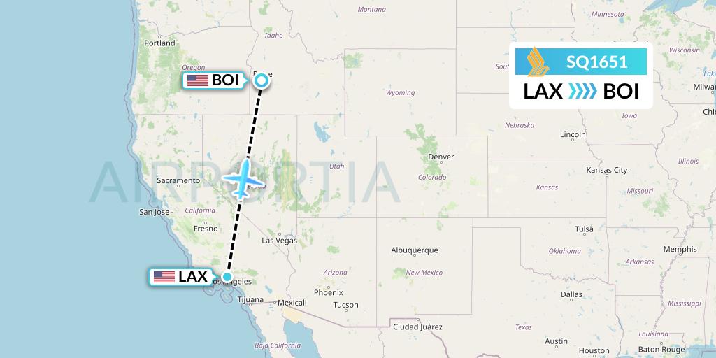 SQ1651 Singapore Airlines Flight Map: Los Angeles to Boise