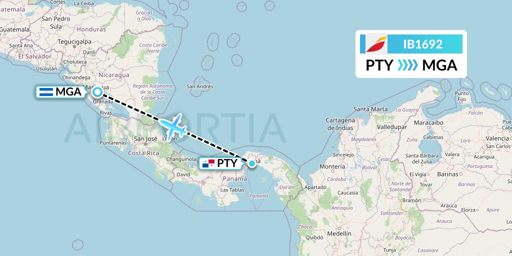 IB1692 Flight Status Iberia Panama City to Managua (IBE1692)