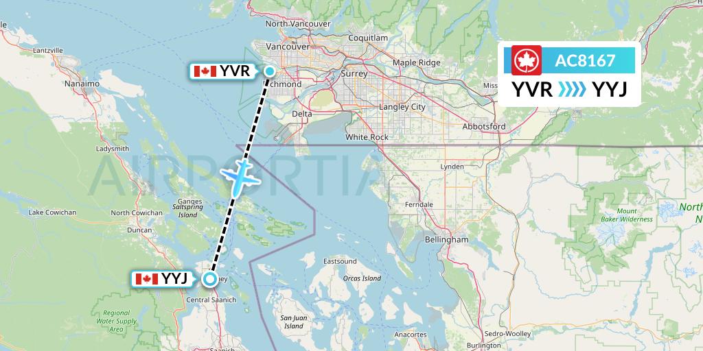 AC8167 Air Canada Flight Map: Vancouver to Victoria