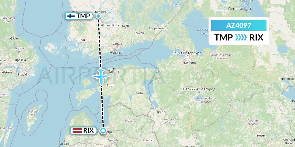 AZ4097 ITA Airways Flight Map: Tampere to Riga