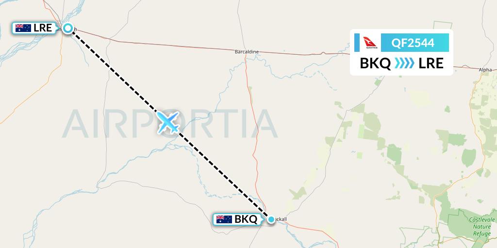 QF2544 Qantas Flight Map: Blackall to Longreach