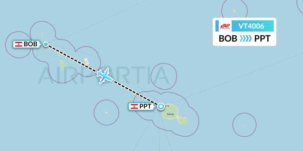 VT4006 Air Tahiti Flight Map: Bora Bora to Papeete