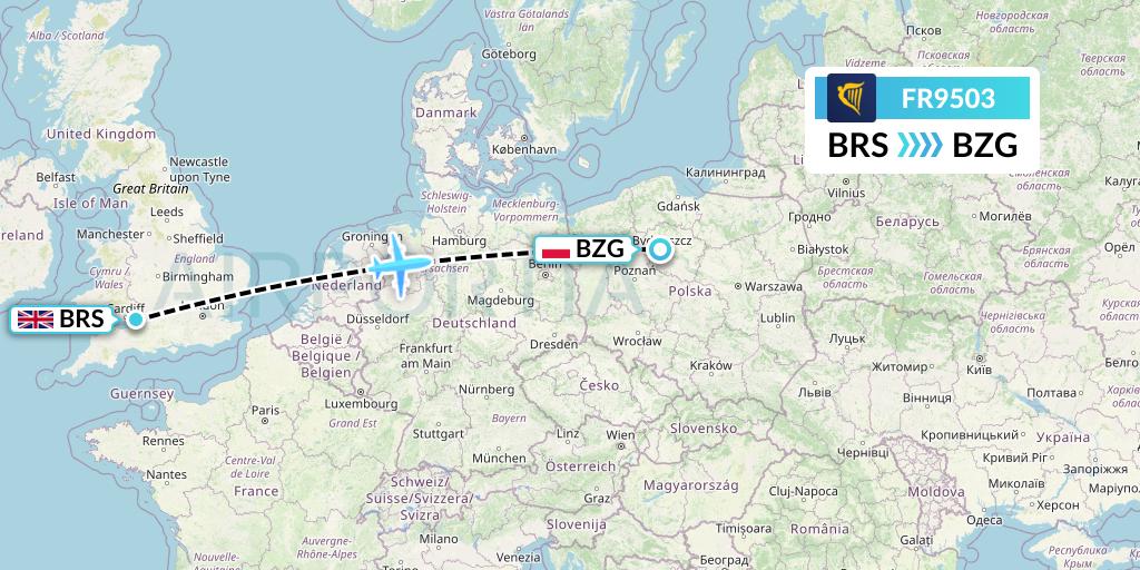 FR9503 Ryanair Flight Map: Bristol to Bydgoszcz