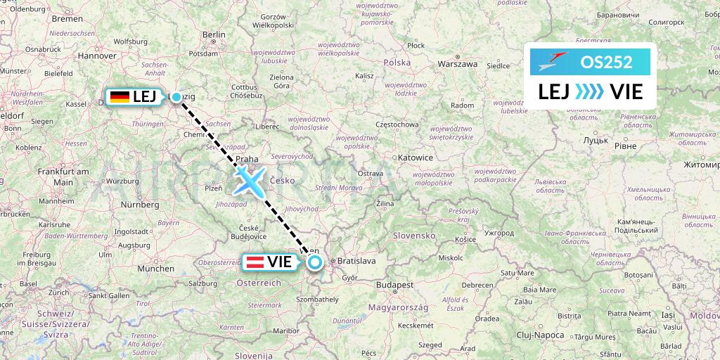OS252 Austrian Airlines Flight Map: Leipzig to Vienna