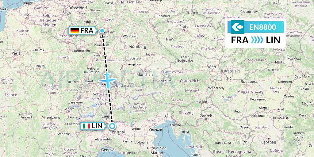 EN8800 Air Dolomiti Flight Map: Frankfurt to Milan