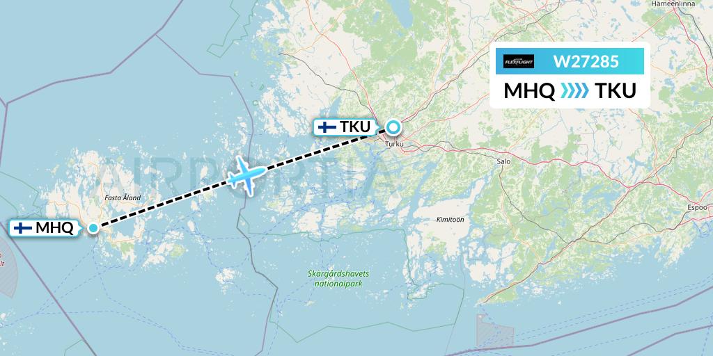 W27285 Flex Flight Flight Map: Mariehamn to Turku