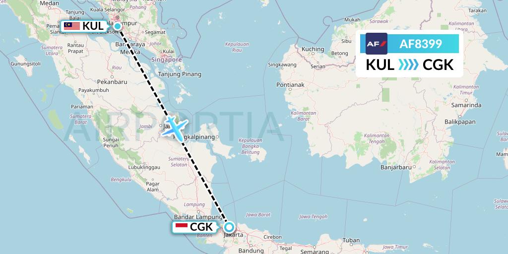 AF8399 Air France Flight Map: Kuala Lumpur to Jakarta