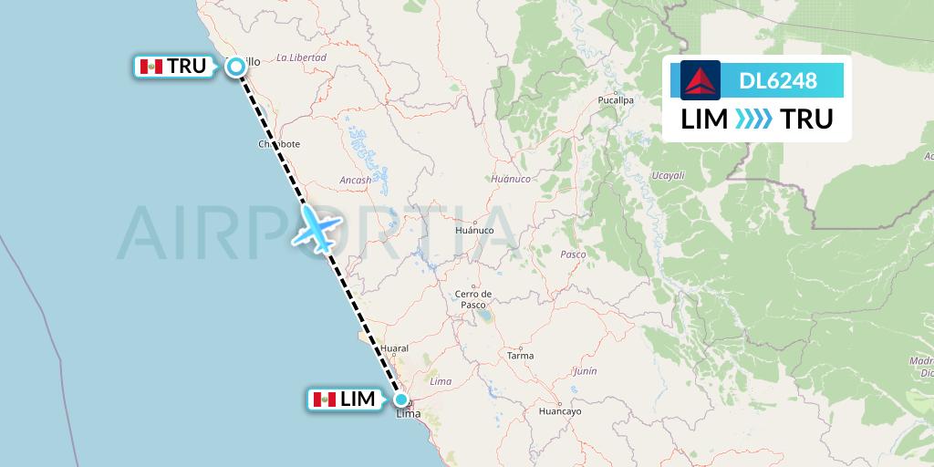DL6248 Delta Air Lines Flight Map: Lima to Trujillo