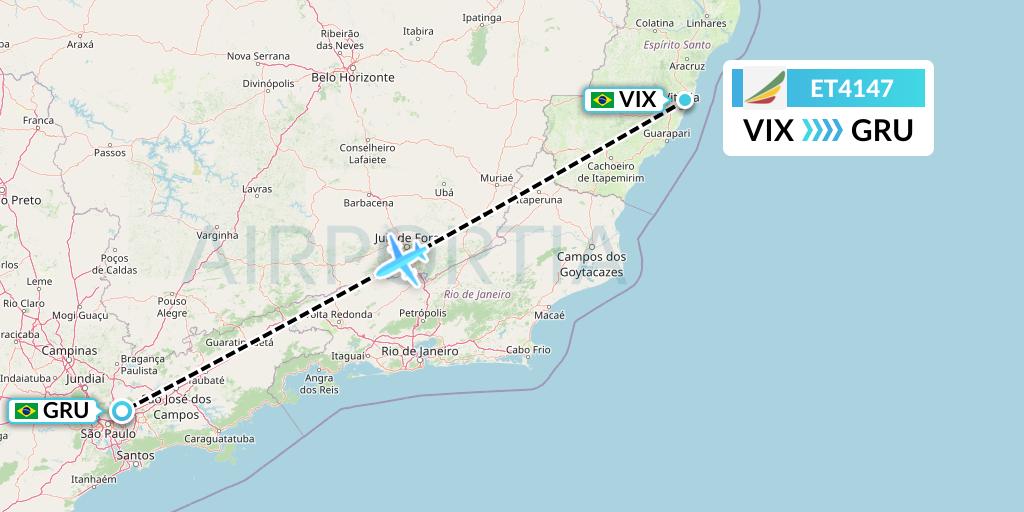 ET4147 Ethiopian Airlines Flight Map: Vitoria to Sao Paulo