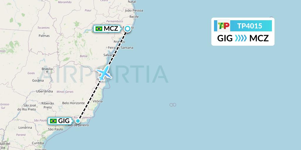 TP4015 TAP Portugal Flight Map: Rio de Janeiro to Maceio
