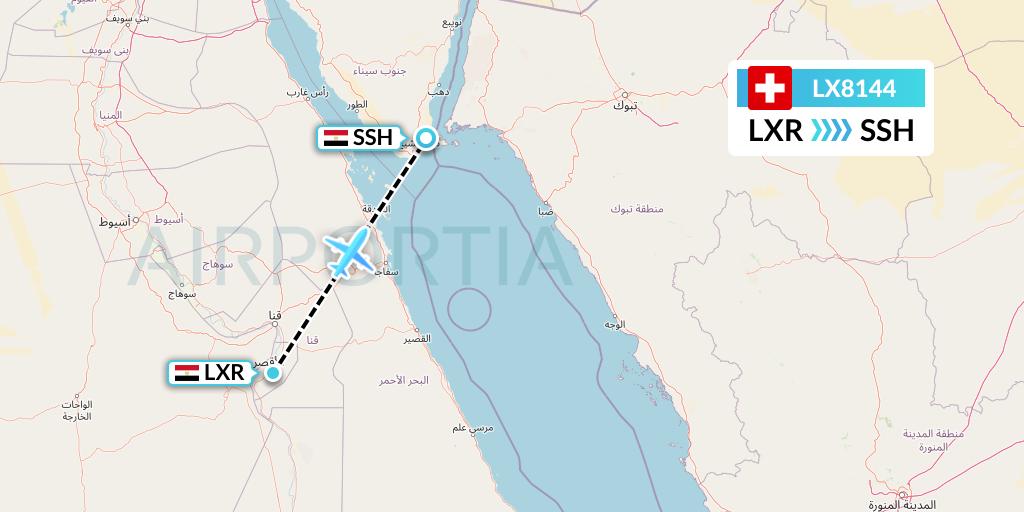 LX8144 Swiss Flight Map: Luxor to Sharm el-Sheikh