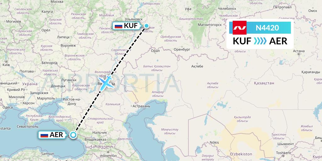 N4420 Nordwind Airlines Flight Map: Samara to Sochi