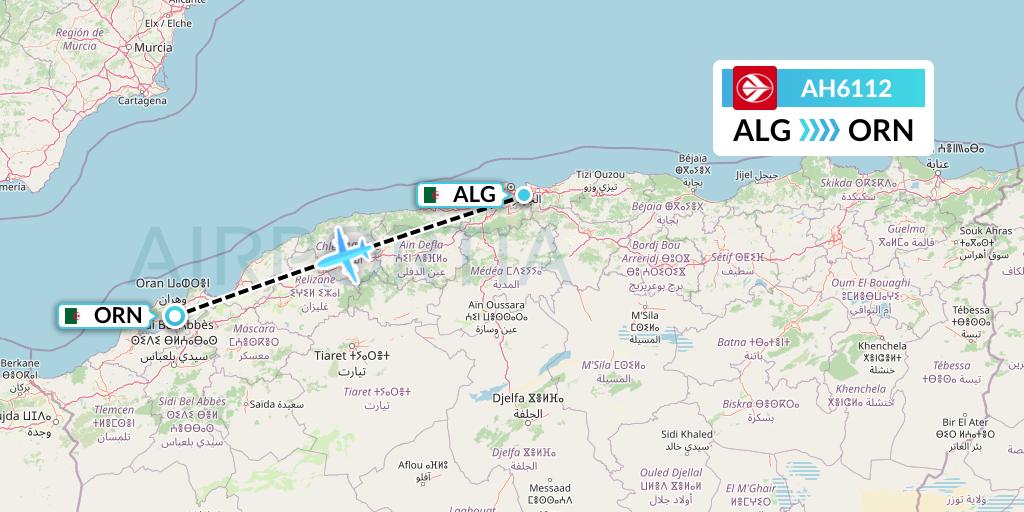AH6112 Air Algerie Flight Map: Algiers to Oran