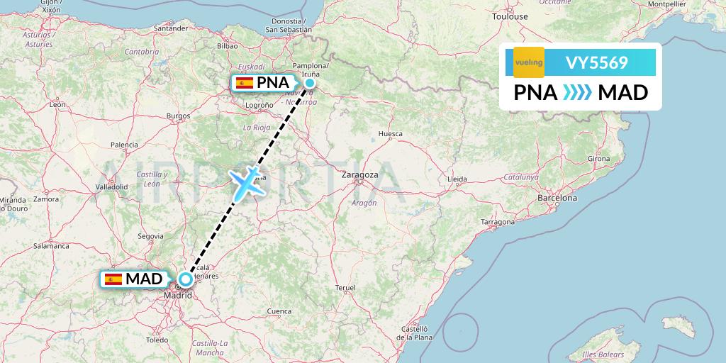 VY5569 Vueling Flight Map: Pamplona to Madrid