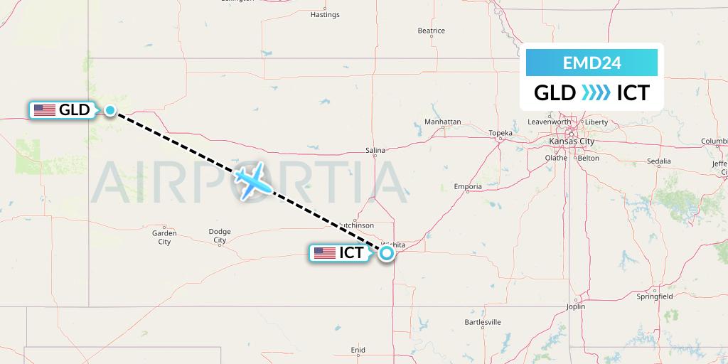 EMD24 Eaglemed Flight Map: Goodland to Wichita