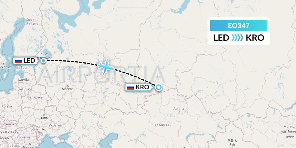 EO347 Pegas Fly Flight Map: St. Petersburg to Kurgan