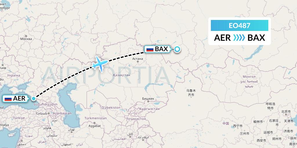 EO487 Pegas Fly Flight Map: Sochi to Barnaul