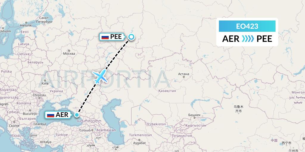 EO423 Pegas Fly Flight Map: Sochi to Perm
