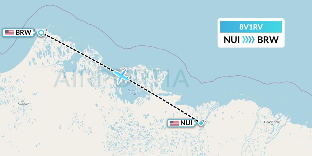 8V1RV Wright Air Service Flight Map: Nuiqsut to Barrow