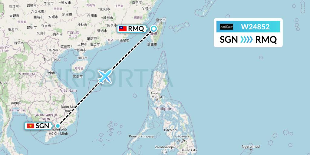 W24852 Flex Flight Flight Map: Ho Chi Minh City to Taichung