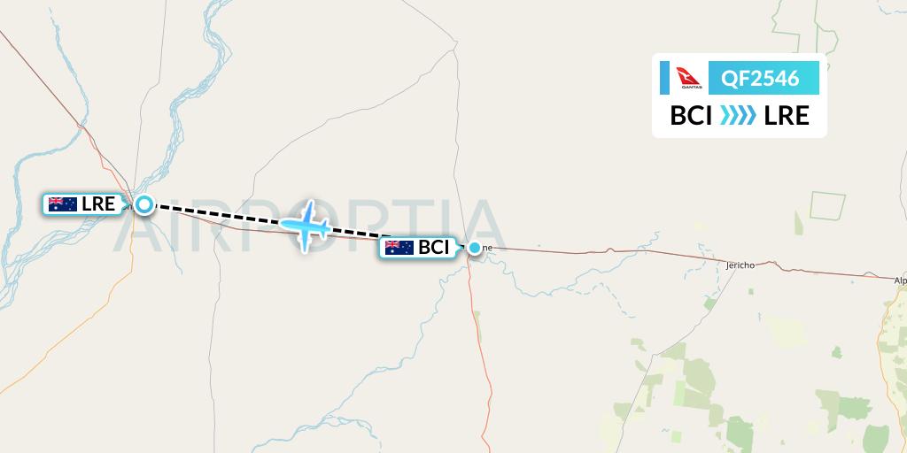 QF2546 Qantas Flight Map: Barcaldine to Longreach