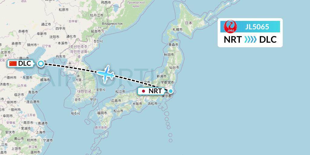 JL5065 Japan Airlines Flight Map: Tokyo to Dalian