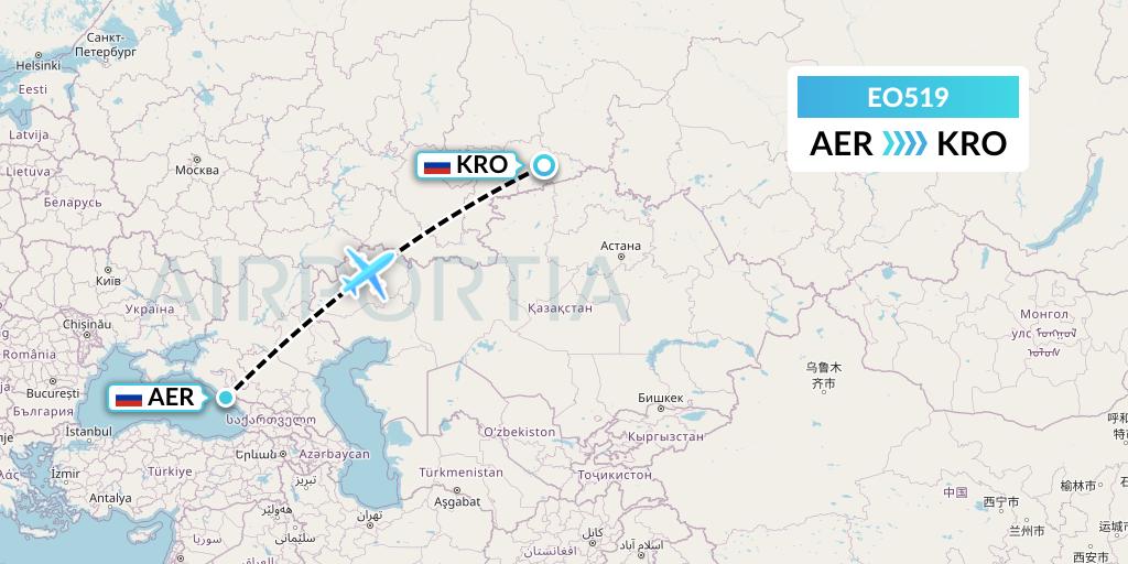 EO519 Pegas Fly Flight Map: Sochi to Kurgan