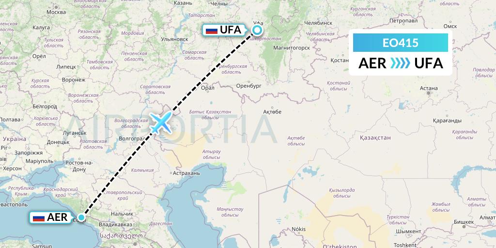 EO415 Pegas Fly Flight Map: Sochi to Ufa