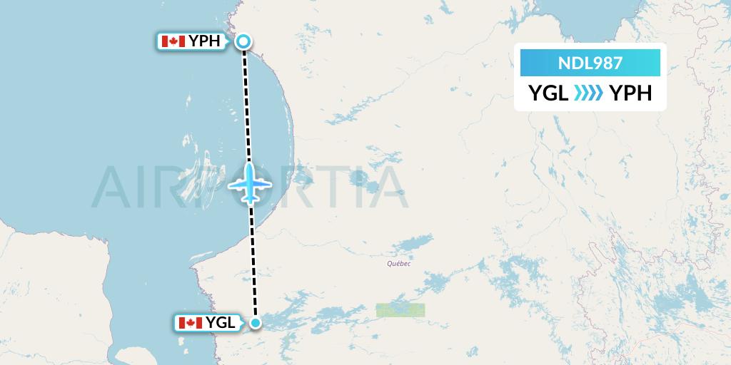 NDL987 Chrono Aviation Flight Map: La Grande Riviere to Inukjuak
