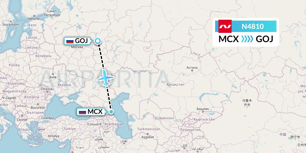 N4810 Nordwind Airlines Flight Map: Makhachkala to Nizhny Novgorod