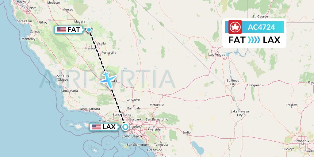 AC4724 Air Canada Flight Map: Fresno to Los Angeles