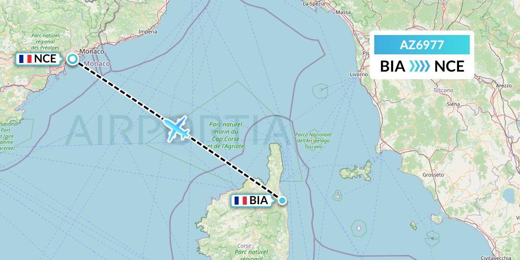 AZ6977 ITA Airways Flight Map: Bastia to Nice