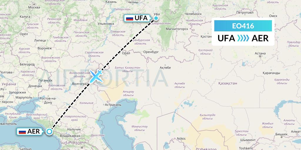 EO416 Pegas Fly Flight Map: Ufa to Sochi