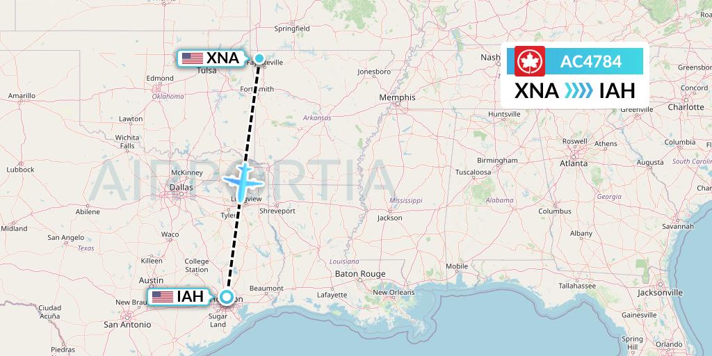 AC4784 Air Canada Flight Map: Bentonville to Houston